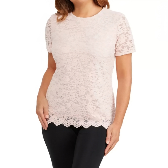 Teddi Rose Tops - 🩷EUC Teddi🧸 Rose🌹 " Lacy🌸 Keyhole Detail Lined Lace Top" Light Pink🩷 Sz XXL